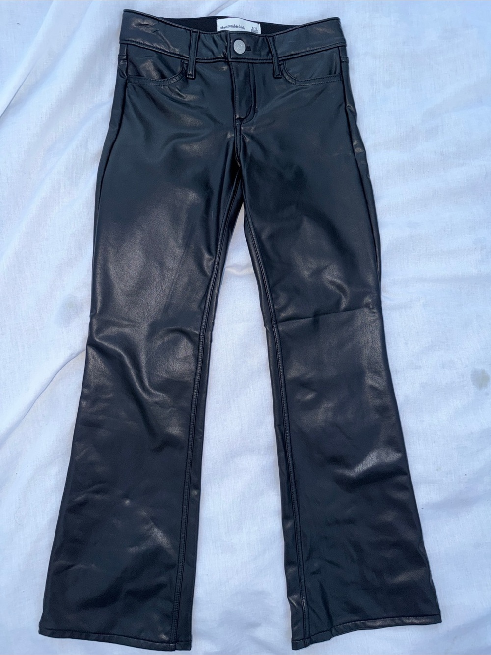 abercrombie kids Black Faux Leather Flare Jeans